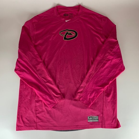 Arizona Diamondbacks Pink Nike Pro Combat Fitted Long Sleeve Athletic Shirt 3XL - Picture 1 of 7